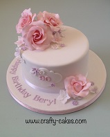 80th Birthday cake  with pink sugar roses